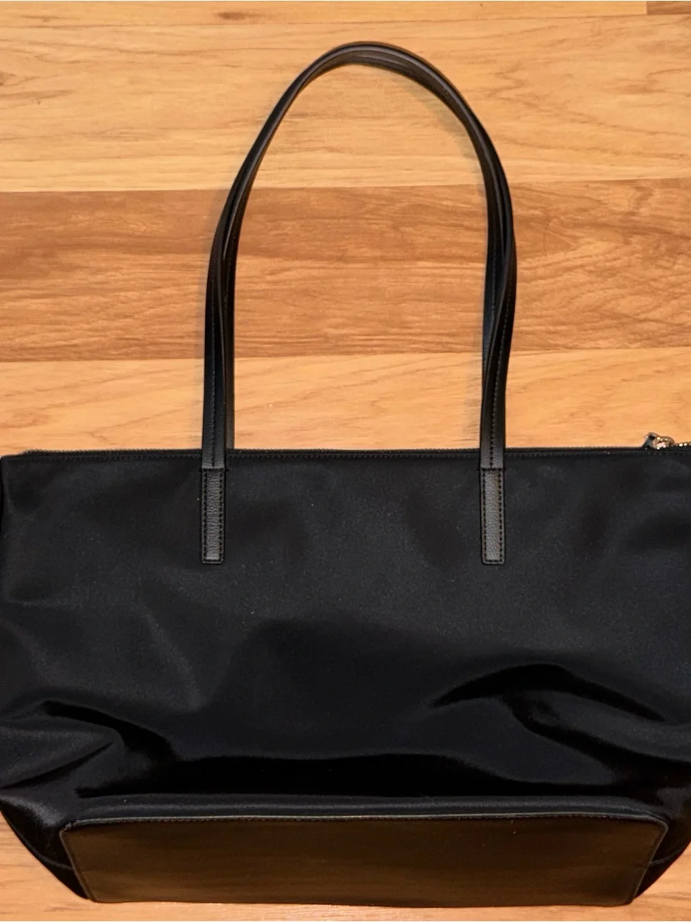 kate spade Black Nylon Zipper Tote with Logo Plate
